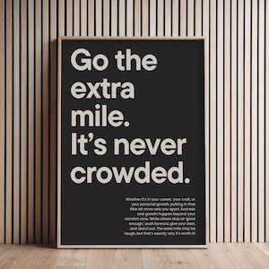 Motivation poster fitness Gym decor Go the extra mile. It's never crowded wall art print motivational poster home gym soft black beige