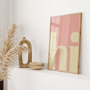 DESCARGA DIGITAL Hola cartel rosa beige decoración de la pared Hola impresión Hola cartel sala de estar Hola tipografía imprimible cartel pastel