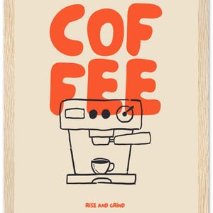 Coffee poster | framed kitchen wall art Natur Holzrahmen