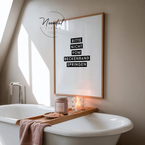 Kunstdruck Din A4 – 'Nicht Vom Beckenrand Springen', Witziger Badezimmer-Spruch, Auf 230g/m² Mattem Papier