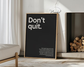 Gym Wall Art Don’t Quit Poster Motivational Print Home Gym Decor Minimalist