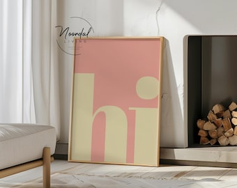 Hallway print | Hi Poster in pink beige | Framed wall art