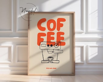 Coffee Poster, Matte Art Print for Kitchen Wall or Bar Cart Decor