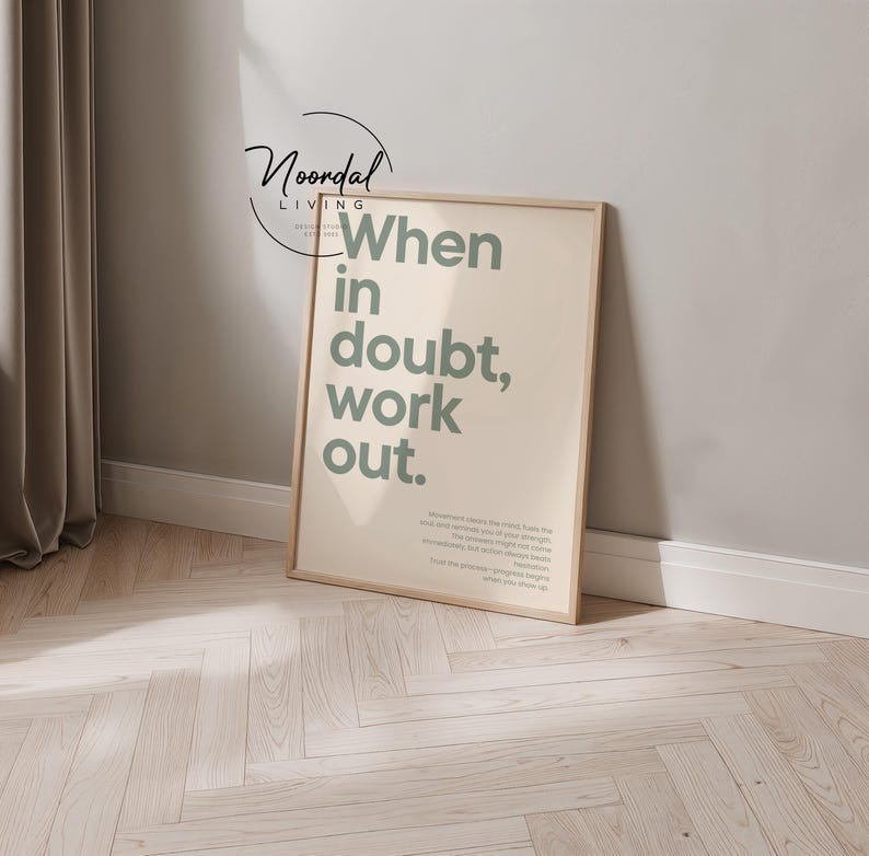 Home Gym Decor Fitness Motivational Poster When in doubt work out print Grün