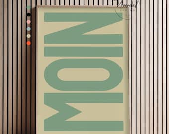 Moin Poster Typografie Hamburg Wandbild Norddeutsch Wohnzimmer Flur Begrüßung Deko