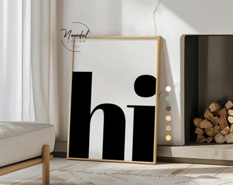 Hi Poster entryway decor | different colors |  hallway wall art living room