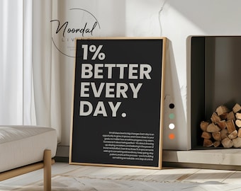 Motivational poster 1% better every day print | different colors | gym wall art inspirational
