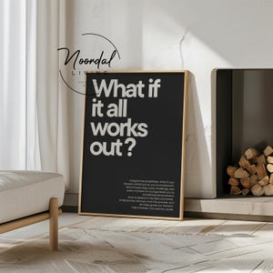 DIGITAL DOWNLOAD What if it all works out Poster zartes Schwarz & hellbeige Wanddeko