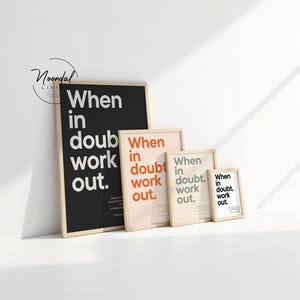 Home Gym Decor Fitness Motivational Poster When in doubt work out print image 2