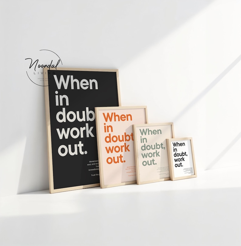Home Gym Decor Fitness Motivational Poster When in doubt work out print image 2