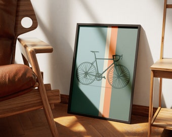 Cycling Poster Retro Bicycle Wall Art Sports Gift for Cyclists