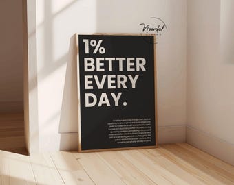 Affiche de motivation « 1 % de mieux chaque jour » pour la décoration murale du bureau ou de la salle de sport (Téléchargement numérique)