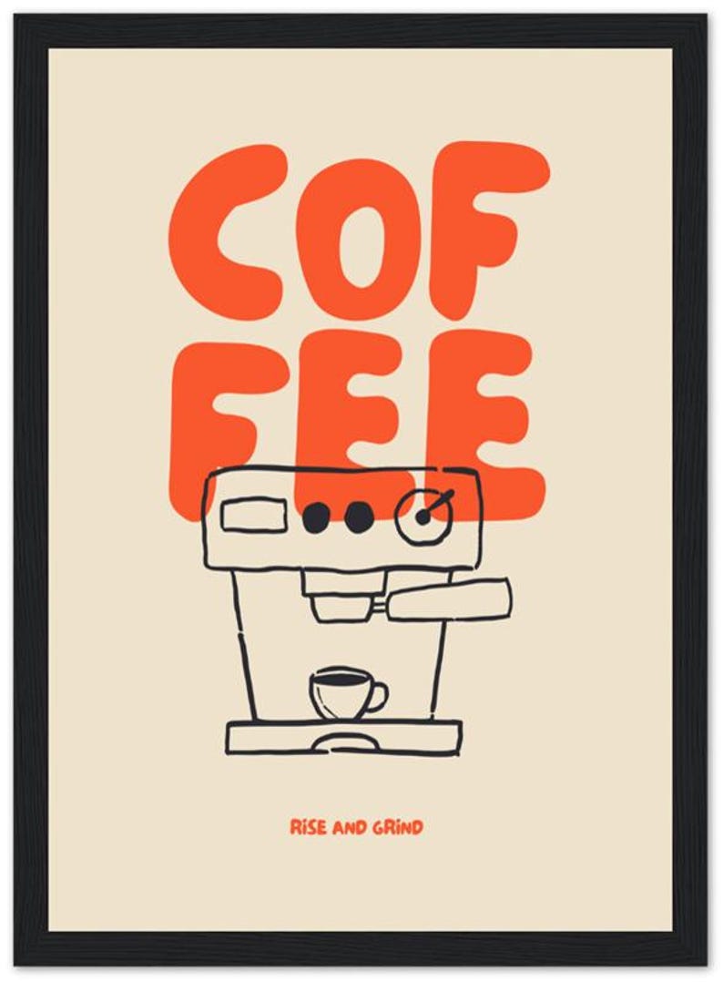 Coffee poster | framed kitchen wall art Schwarzer Holzrahmen