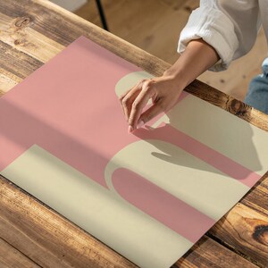Hallway print | Hi Poster in pink beige | Framed wall art Ohne Rahmen