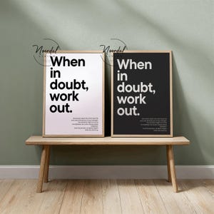 Home Gym Decor Fitness Motivational Poster When in doubt work out print image 7