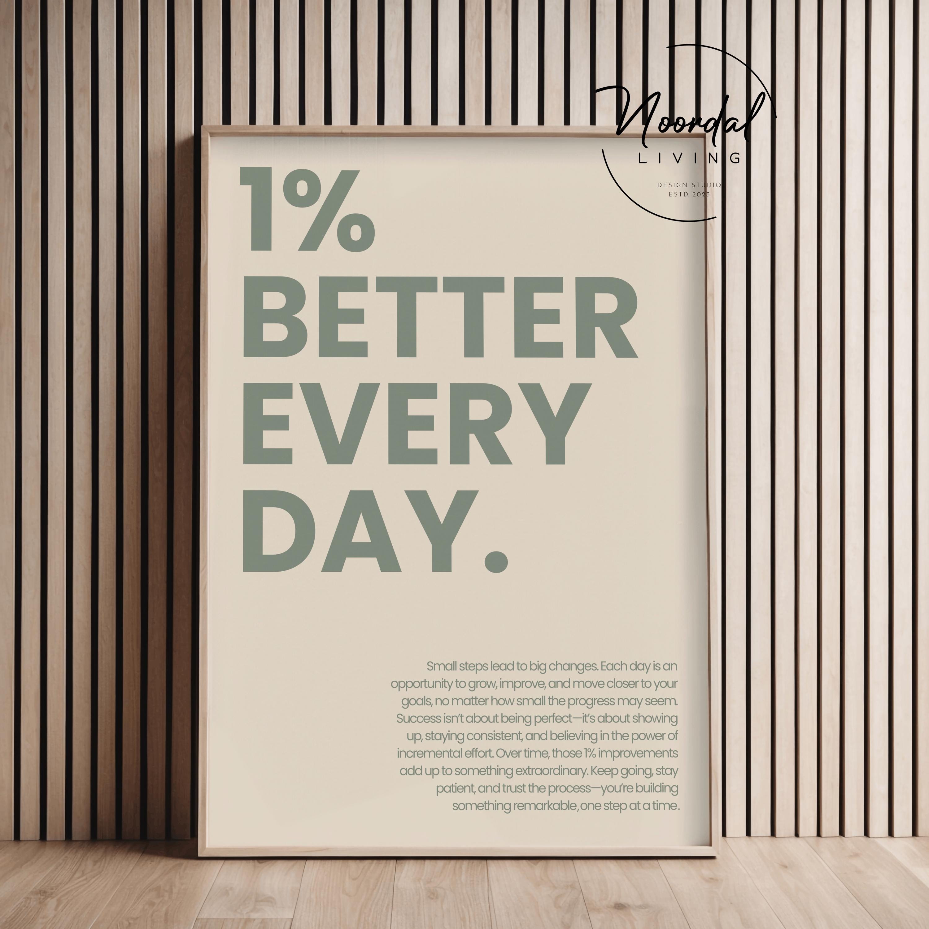 DIGITAL DOWNLOAD Motivational Poster 1% Better Every Day Inspirational ...