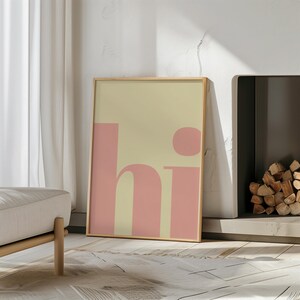 Affiche Hi rose beige décoration murale Hello print Hello affiche affiche salon Hi imprimable typographie affiche pastel