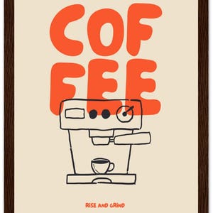 Coffee poster | framed kitchen wall art Dunkler Holzrahmen