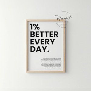 1% Better Every Day Print – Motivational and inspirational poster in different colors. Perfect for adding a touch of encouragement to your space!