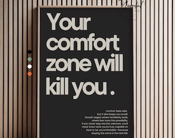 Motivational Poster Your Comfort Zone Will Kill You Inspirational Wall Art Gym Decor Print