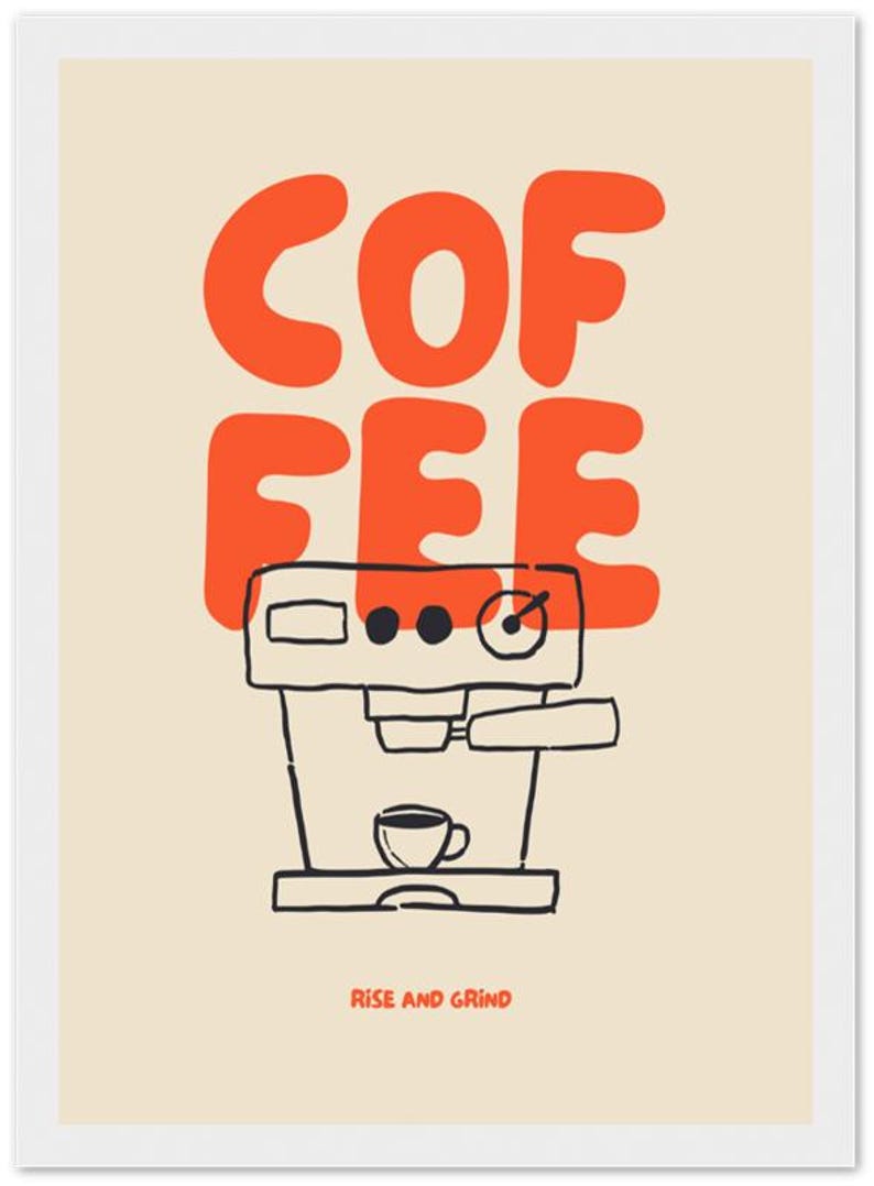 Coffee poster | framed kitchen wall art Weißer Holzrahmen