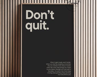 Póster motivacional para gimnasio con la frase "No te rindas". Decoración minimalista para gimnasio en casa.