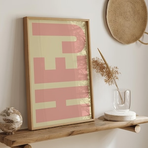 Póster Hej rosa beige sueco Hola Tipografía escandinava