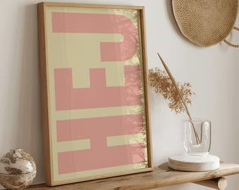 Hej poster pink beige rose swedish Hello scandinavian gift idea