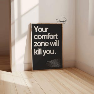 DIGITAL DOWNLOAD Motivation poster Your comfort zone will kill you print soft black and beige fitness