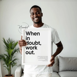 Home Gym Decor Fitness Motivational Poster When in doubt work out print Weiß