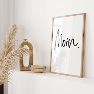 Moin Poster Hamburgo – Download digital minimalista em preto e branco, decoração de parede nórdica moderna com letras