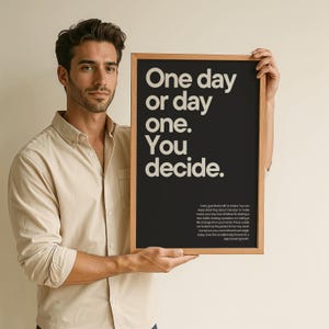 Motivation Poster Gym decor One day or day one. You decide Gym wall art print fitness home gym soft black beige