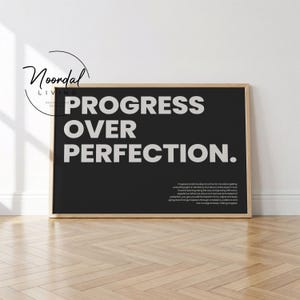 Motivation Poster mit Spruch Progress over Perfection für Gym oder Büro