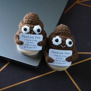 Crochet Positive Poo Plushy Desk Decor, Poop Emoji, Positive Poop