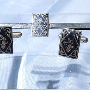 Vintage 1930&#39;s Siam Cufflinks and Tie Bar, vintage men&#39;s accessories