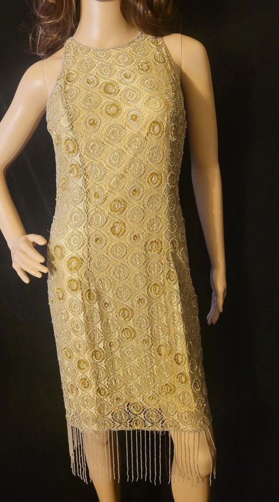 Vintage Papell Boutique Gold beaded gown - image 3