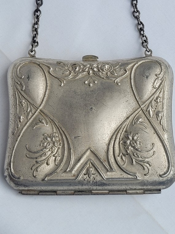 Edwardian Compact Purse, antique compacts, Silver 