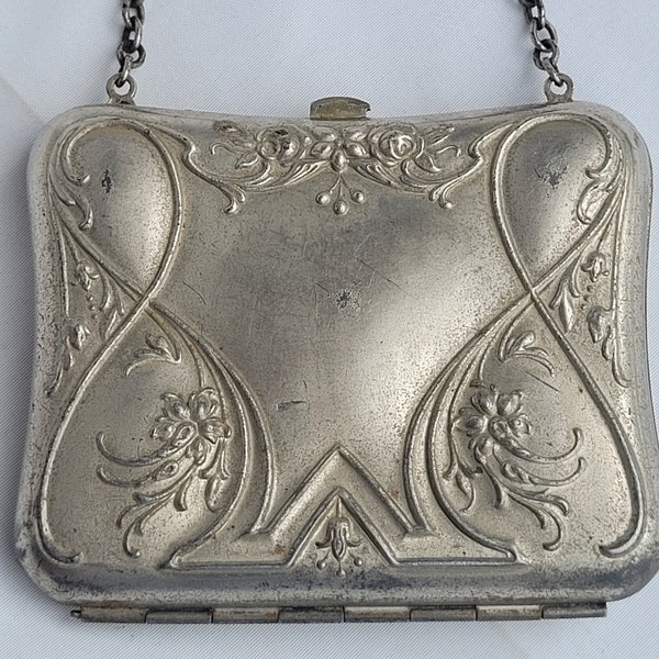 Edwardian Compact Purse, antique compacts, Silver coin purse.