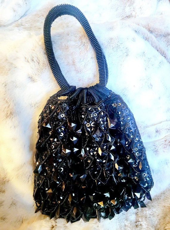 Vintage La Regal Black Beaded bag