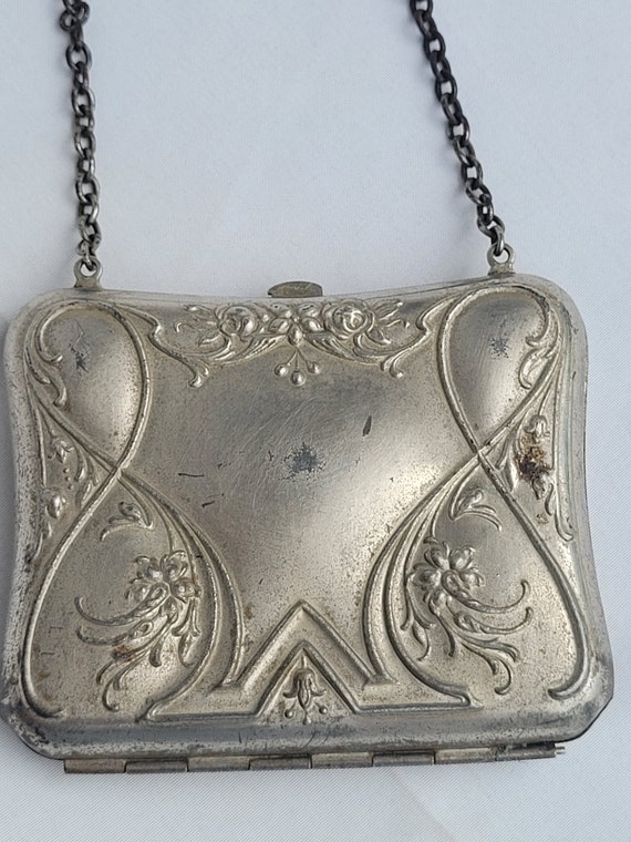 Edwardian Compact Purse, antique compacts, Silver… - image 2