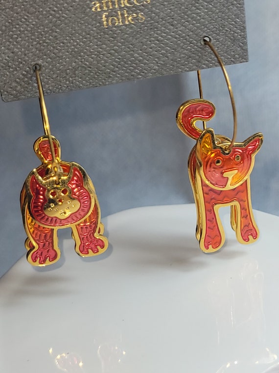 Edgar Berebi Cat and Dog Enamel, Vintage Dangle Ea