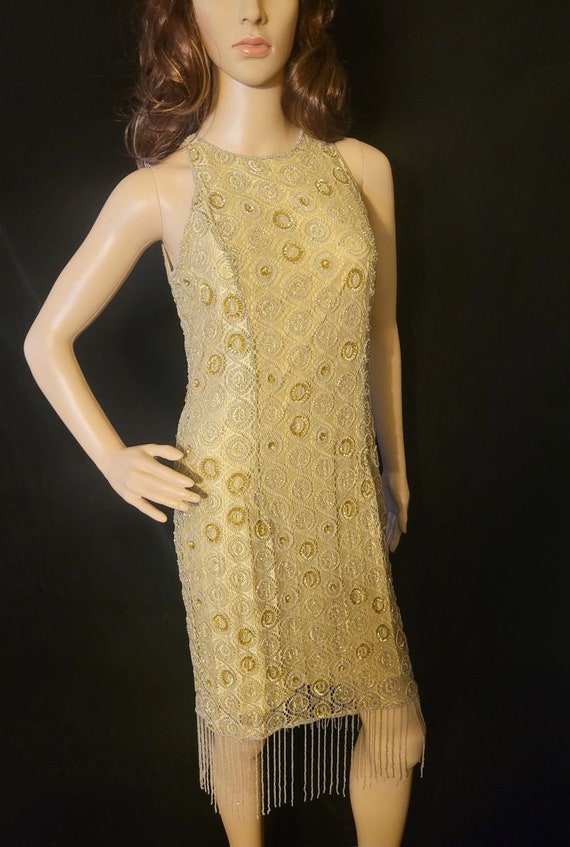 Vintage Papell Boutique Gold beaded gown - image 1