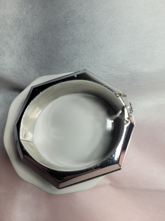 Whiting and Davis Art Deco Silver Bracelet, hinge… - image 2