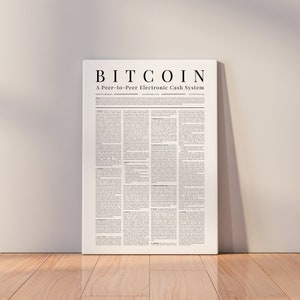 Lienzo de papel blanco de Bitcoin | imagen de bitcoin de alta calidad | Impresión de criptomonedas Libro blanco English | esquema brillante | accesorio criptográfico