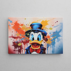 Colorful Donald Duck Drawing | Pop Art Canvas Print | Comic Style Canvas Sizes 20-90 cm | Ready to hang | Stylish gift
