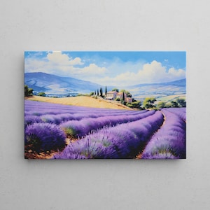 Lavender Mural | France paintings | nature drawing on canvas | Premium canvas sizes 20-90 cm | Ready to hang | living room decoration