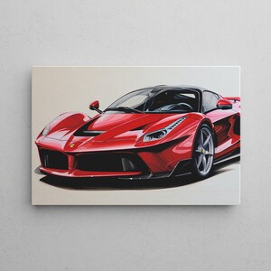 Ferrari | Drawing | Car Art | on canvas | Canvas | in different sizes 20-90 cm | Ready to hang | Futuristic Art | Gift