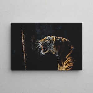 TIGER Wall Art, WILDLIFE Painting, NATURAL Canvas, Realistic Wildlife Canvas Print, Modern Home Decor Gift for Nature Lovers