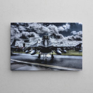 F16 Fighter Jet | Mural military aircraft | airplane print on canvas | Premium canvas sizes 20-90 cm | Ready to hang | gift army