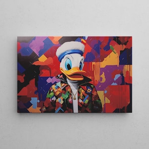 Micky Maus Zeichnung | Pop-Art Wandbild auf Leinwand | Buntes Luxus Canvas | Ready to hang | Stilvolles Geschenk | Disney Comic Wallart